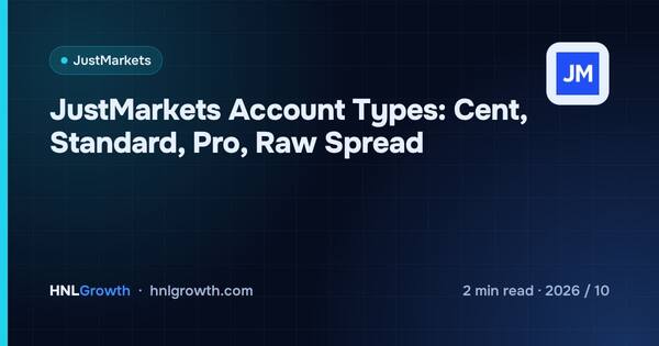 JustMarkets Account Types: Cent, Standard, Pro, Raw Spread cover illustration