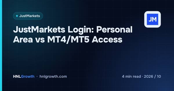 JustMarkets Login: Personal Area vs MT4/MT5 Access cover illustration
