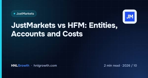 JustMarkets vs HFM: Entities, Accounts and Costs cover illustration