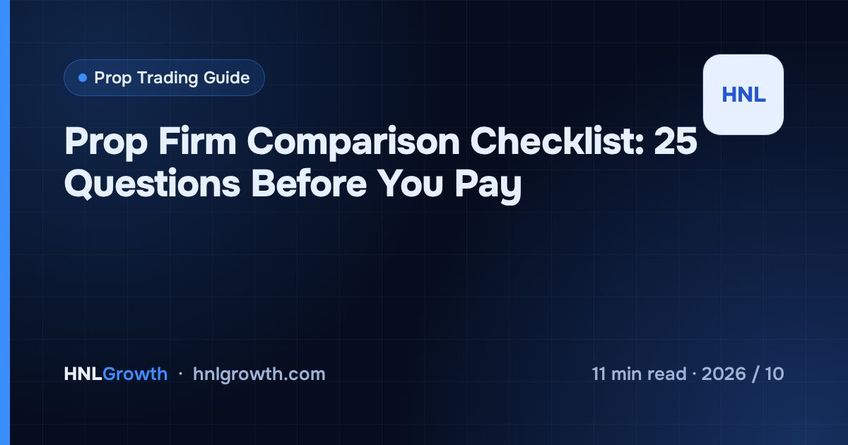 Prop Firm Comparison Checklist: 25 Questions Before You Pay — cover image