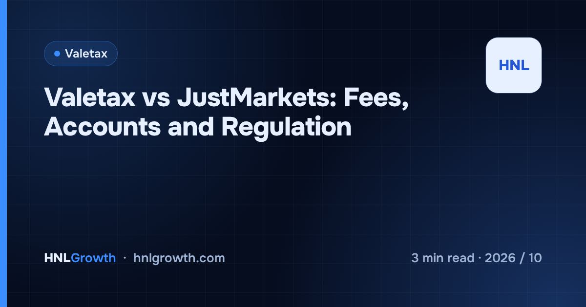 Valetax vs JustMarkets: Fees, Accounts and Regulation — cover image